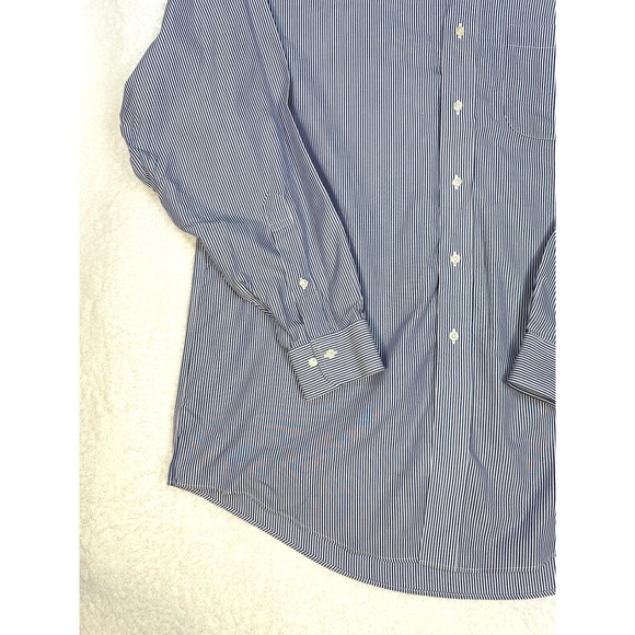 Brooks Brothers 346 mens Button Down shirt 16 1/2 4/5 blue‎ white stripe regular - Picture 9 of 10